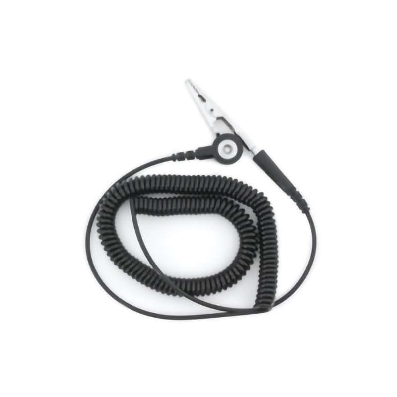 Grounding Cord Only, Coiled, 6 ft Over-All Length, with 1/8"-4mm Snap, Black